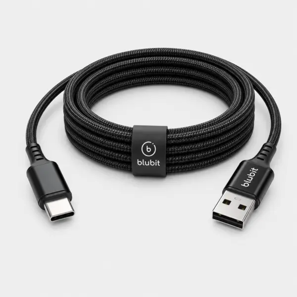 Black Armoured A2C USB Cable